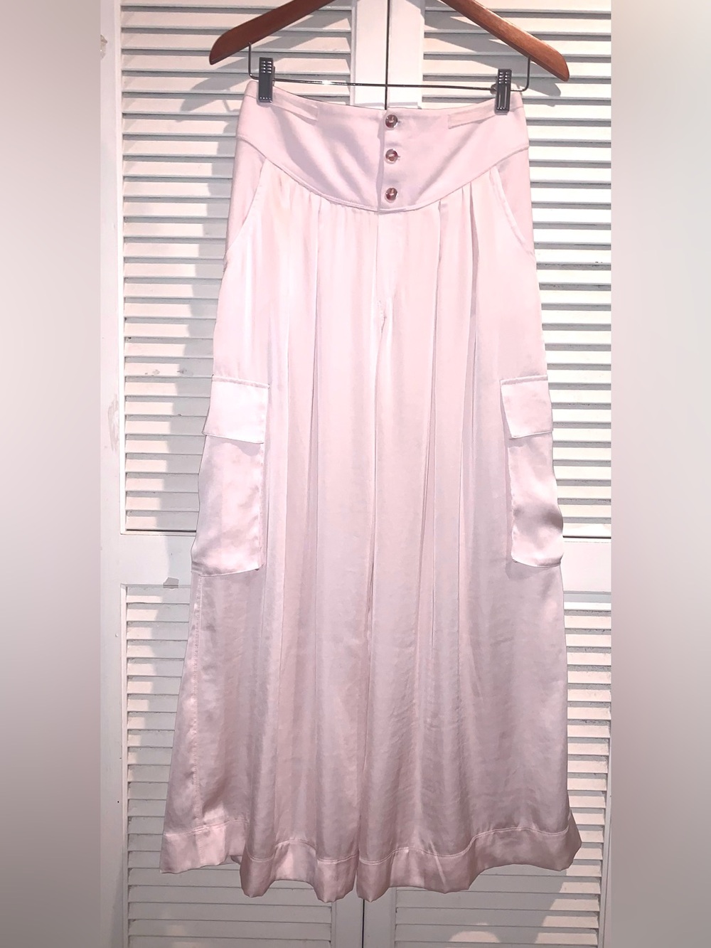 Free People Kiss & Tell Wide Leg Cargo Pants Light Pink Small - Picture 3 of 8